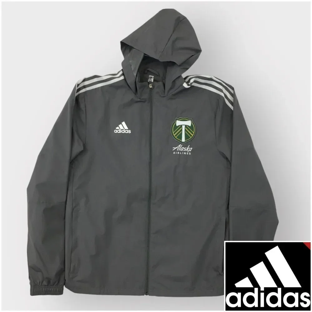 ADIDAS Tiro 21 Mens‎ Windbreaker Jacket Full Zip Hood Portland Timbers Size S